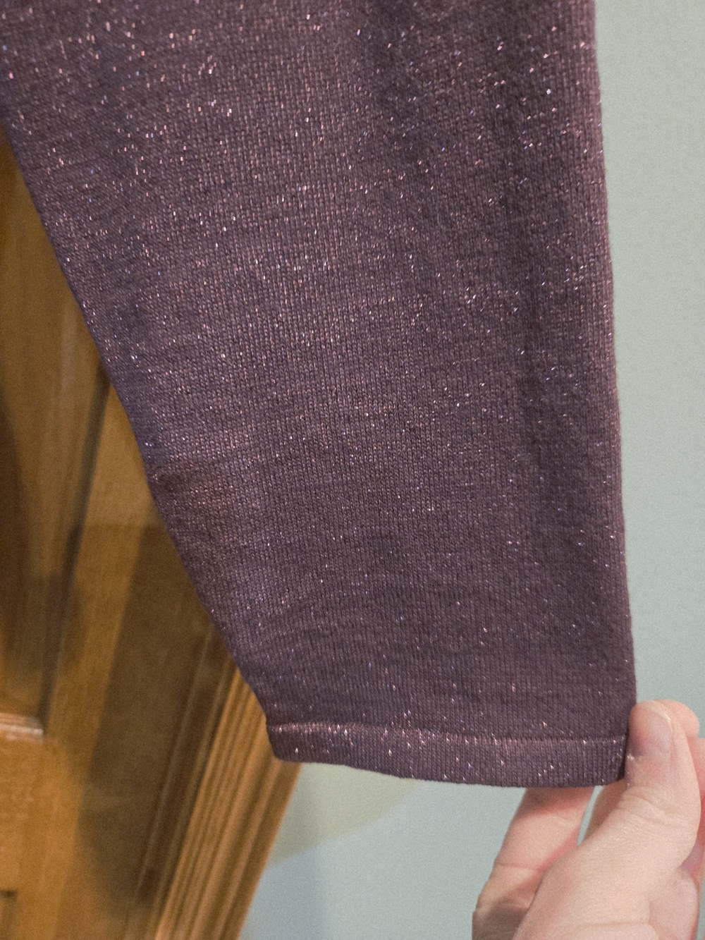 Maurices Plum Open-Front Glitter Knit Cardigan - Picture 7 of 15